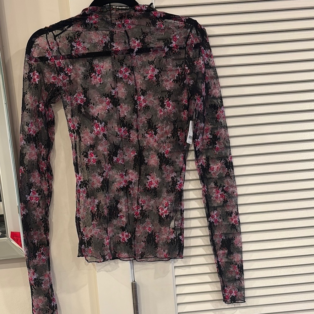 Free People Mesh Long Sleeve Top